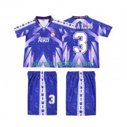 Camisola Real Madrid R CARLOS 3 1996-1997 Retro Criança Equipamento Segundo Manga Curta